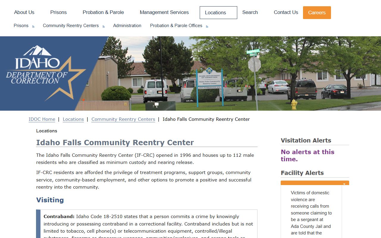 Idaho Falls Community Reentry Center IDOC resident lookup information